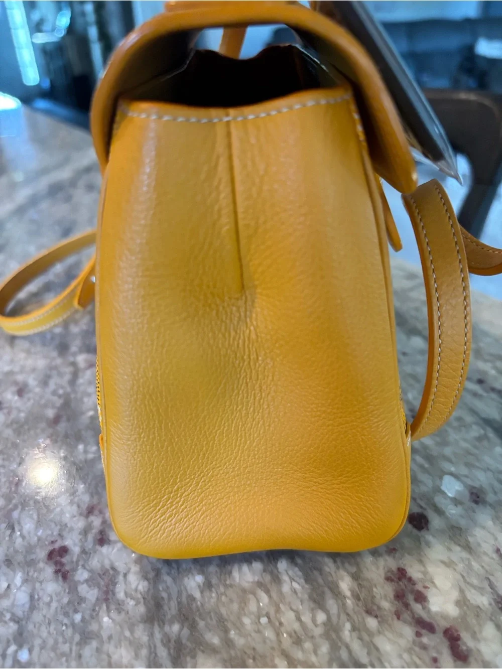 Goyard Mustard Yellow Saigon Mini Satchel with Wood Top Handle